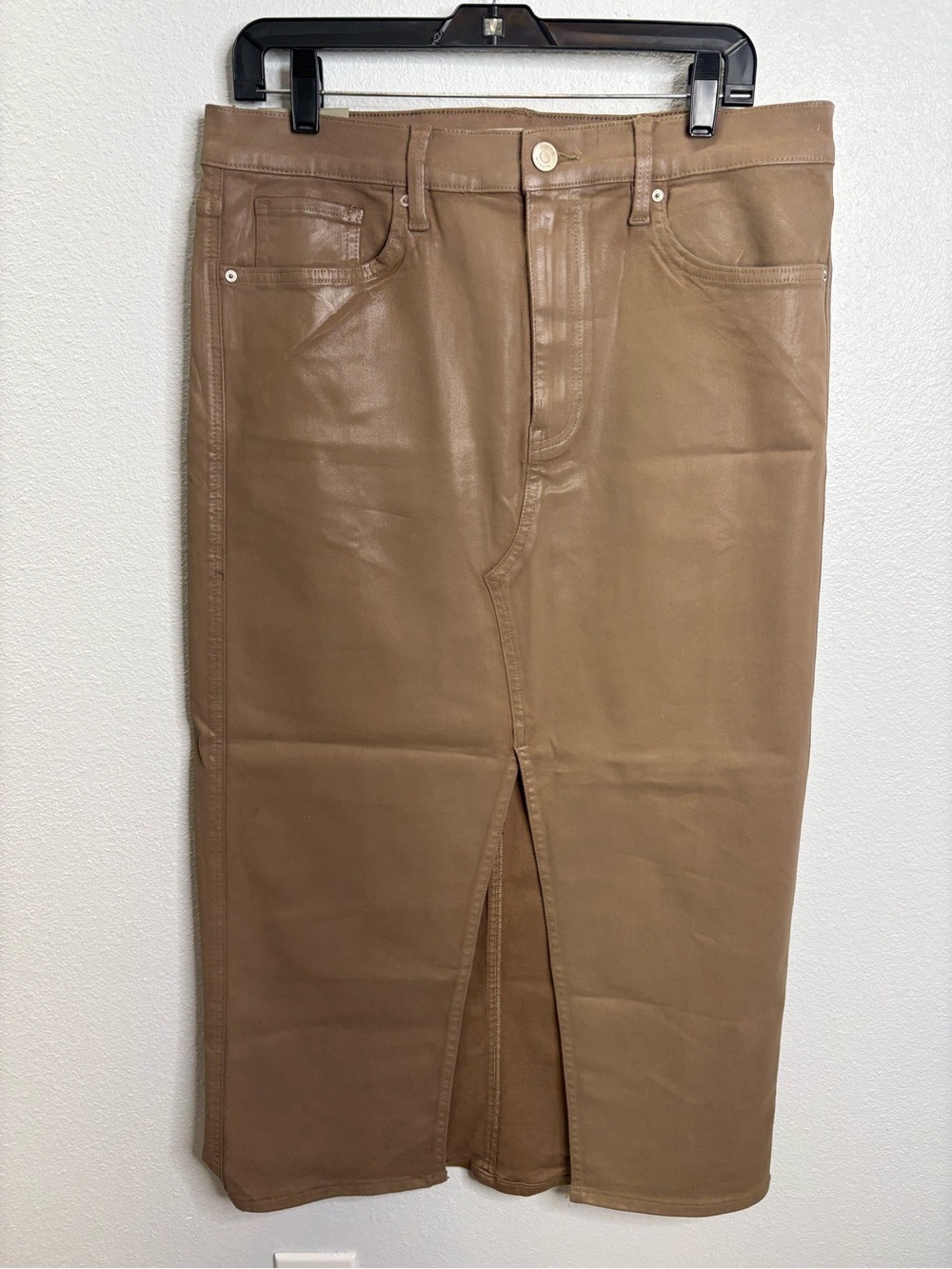 Hudson Reconstructed Skirt Size 34 Coated Hot Latte NWT